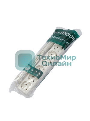 Сетевой фильтр Гарнизон ECL-6-W-1.8, 6 р, 10А, 1.8 м, ур.защиты 4, белый, пакет