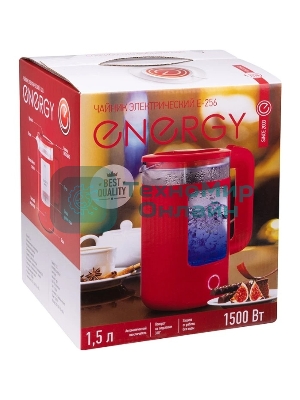 Чайник электрический Energy E-256 1500Вт, 1.5л стекло, красный