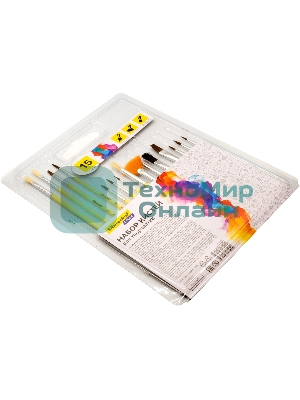 Набор кистей Silwerhof Color (набор 15шт) пони круглая №1,2,3,4,5/плоская №1/2, 1/4, 4/круглая №3,5/плоская №1/2, 4, 8/синтетика веерная №4