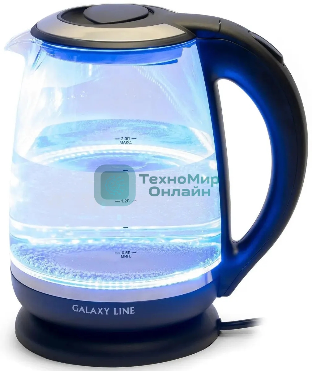 Чайник электрический Galaxy Line GL 0559, черный, стекло, 2200 Вт, 2 л