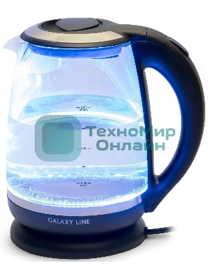 Чайник электрический Galaxy Line GL 0559, черный, стекло, 2200 Вт, 2 л