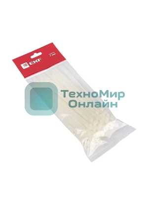 Хомут кабельный 3.6х200 нейл. белый с отверстием для крепления (уп. 100 шт) EKF plc-c-o-3.6x200