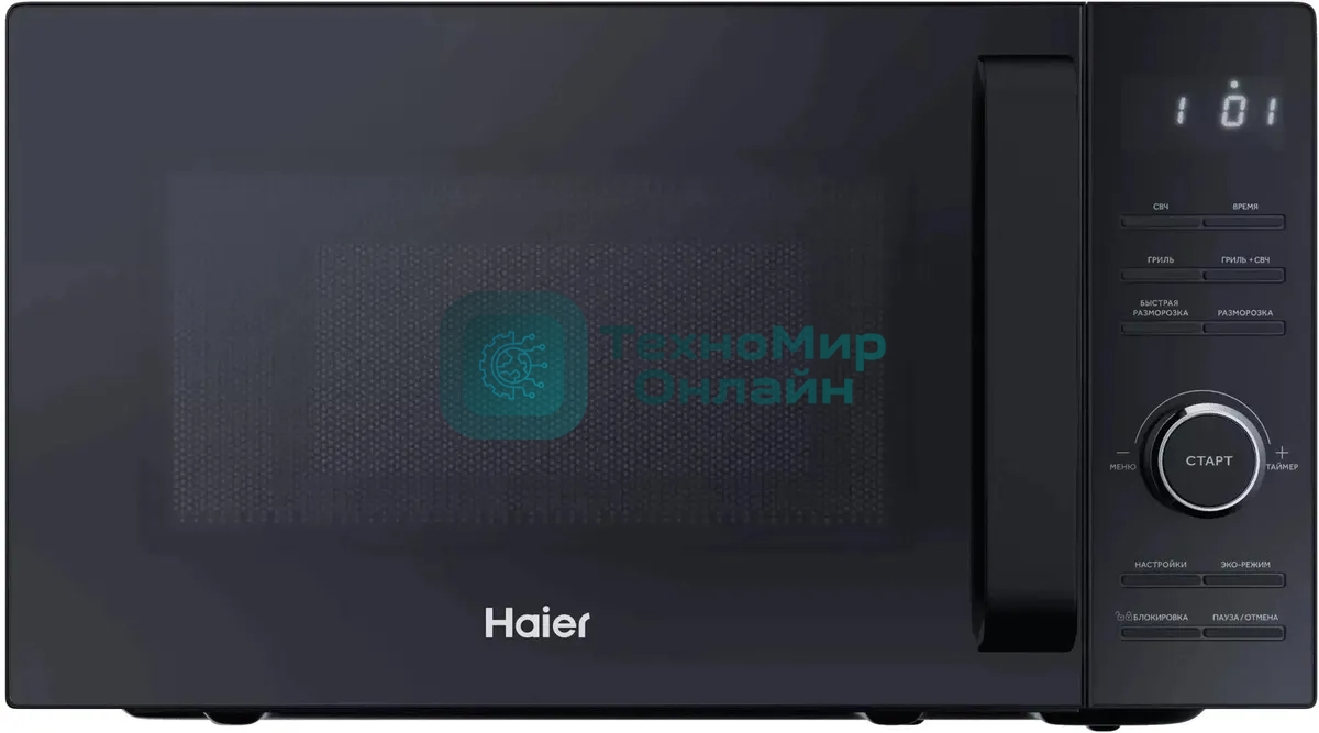 Микроволновая печь Haier HMG-DG207BA черный, 20 л, 700 Вт, переключатели - кнопки, поворотный механизм