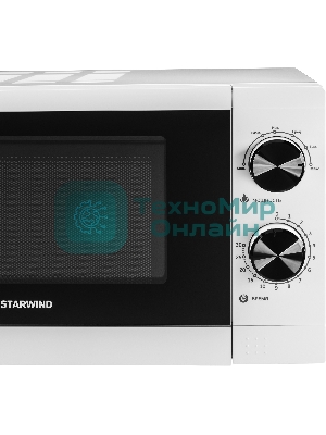 Микроволновая печь Starwind SMW4020 белый, 20 л, 700 Вт, переключатели - поворотный механизм