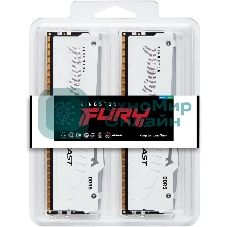 Оперативная память Kingston Fury Beast, DDR5, 32Gb (2x16Gb), 6000MHz, CL36, DIMM, с радиаторами, RGB, белый
