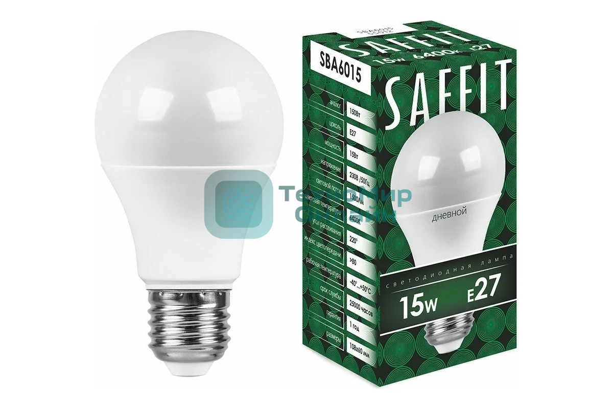 Лампа светодиодная SAFFIT SBA6015 (55012) 15Вт Е27 дневной