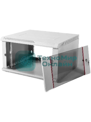 Шкаф настенный ЦМО ШРН-Э-6.350 6U 600x350 мм пер. дв. стекл несъемные бок. пан. серый