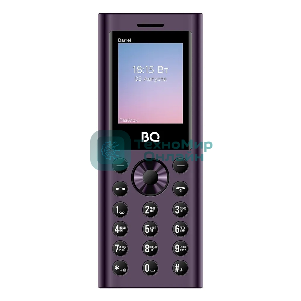 Мобильный телефон BQ 1858 Barrel черный/фиолетовый