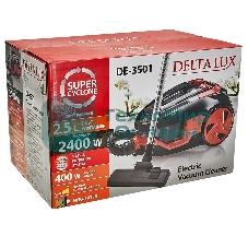 Пылесос Delta LUX DE-3501 черный/терракотовый, 400/2400 Вт, уборка сухая, пылесборник контейнер 2,5 л