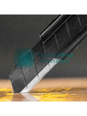 Нож Denzel 9 мм, сменное лезвие, SK4, алюминиевый корпус, торцевой зажим