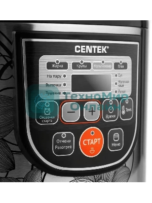Мультиварка Centek CT-1498 Ceramic черный, сталь 700 Вт, 5.0л, КЕРАМИЧЕСКОЕ ПОКРЫТИЕ ЧАШИ, 10 пр-м.