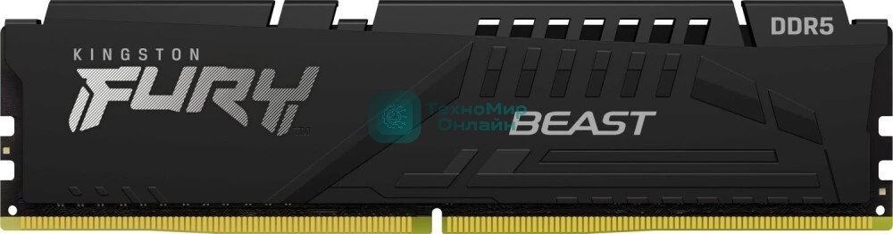 Оперативная память Kingston Fury Beast Black, DDR5, 32GB (1x32GB), 5200 MHz, CL40, с радиатором, черный