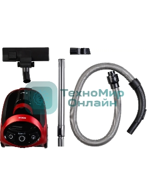 Пылесос Hyundai HYV-C1990 красный/черный, 250/1800 Вт, уборка сухая, пылесборник контейнер, 1.5 л