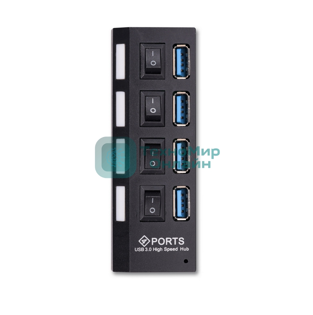 USB-хаб Smartbuy (SBHA-7304-B) USB 3.0 хаб + выкл., 4 порта, черный