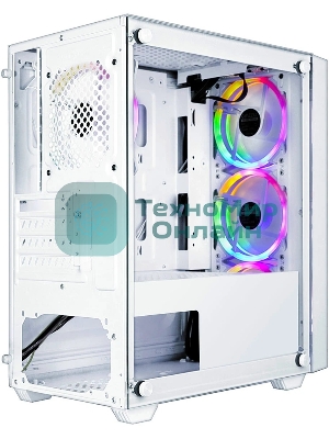 Компьютерный корпус Ginzzu CL610 mATX FAN 4*12FRGb белый