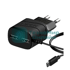 Сетевое зарядное устройство Maxvi TCM-202TB, 2xUSB, 5V, 2A, Type-C