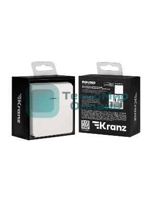 Выключатель Kranz ROUND 1 кл проходной (переключатель) с подсветкой 10А с/у перламутр