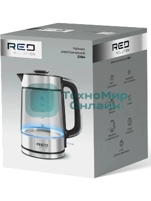 Чайник электрический Red Solution G104 1.7 л, 2200 Вт, черный/серебристый, нержавеющая сталь/стекло/пластик