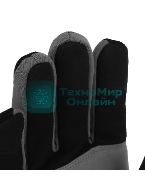 Перчатки универсальные Denzel двойные, работа с сенсорным экраном, вязаная манжета, размер 9