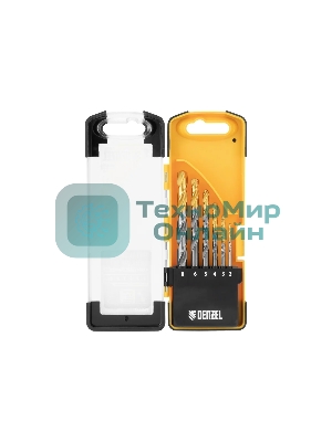 Набор сверл по металлу Denzel 2-8мм, Р6М5К8-TiN, Golden Tip, 6 шт