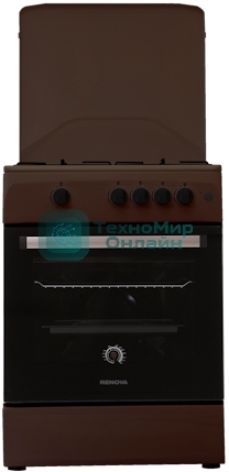 Плита газовая Renova SG6G-BR коричневый, конфорок 4 шт, духовка 70 л, 60 см x 85 см x 60 см