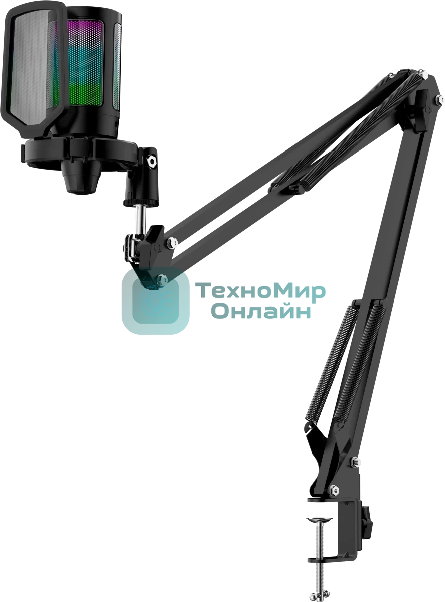 Игровой стрим микрофон Defender Impulse GMC 650 USB, RGB, стойка, провод 1.7 м 1