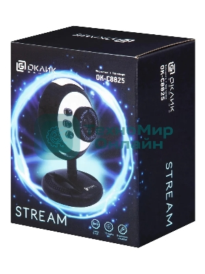Веб-камера OKLICK OK-C8825 640x480, 30 кадр/с, USB Type-A, микрофон, черный/белый
