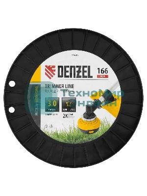 Леска для триммера Denzel двухкомпонентная звезда, 3,0 мм х 166 м, на DIN катушке EXTRA CORD