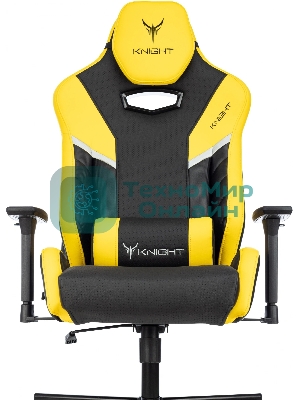 Кресло игровое Knight Thunder 5X черный/желтый эко.кожа крестов. металл