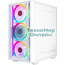 Компьютерный корпус Ginzzu CL610 mATX FAN 4*12FRGb белый