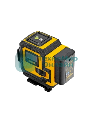 Лазерный уровень мультипризменный Denzel DLV-360-3T, 30 м, зеленый луч, Li-Ion 2,4 Aч, штатив