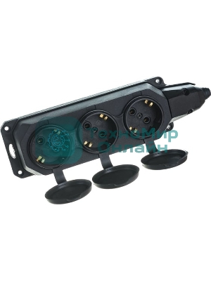 Колодка каучуковая ЭРА с/з 3гн 16A IP44 черная