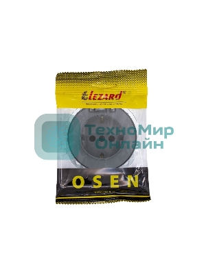 Розетка 1-м СП OSEN с заземл. с крышкой ПБТ механизм серый матовый LEZARD 743-7488-123B
