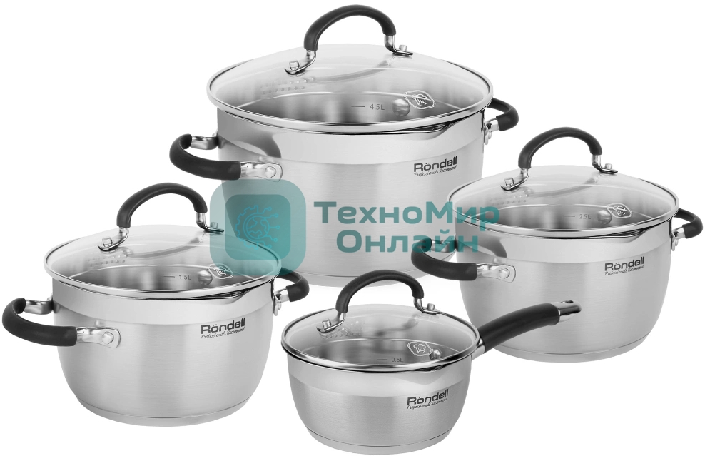 Набор посуды 8 предм. (кастрюли с/кр 18/20/24 см, ковш с/кр 16 см) Prime Rondell RDS-1291