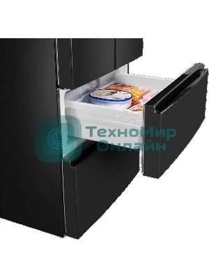 Холодильник Maunfeld MFF180NFBE01 черный трехкамерный 224/113л морозилка снизу, No Frost