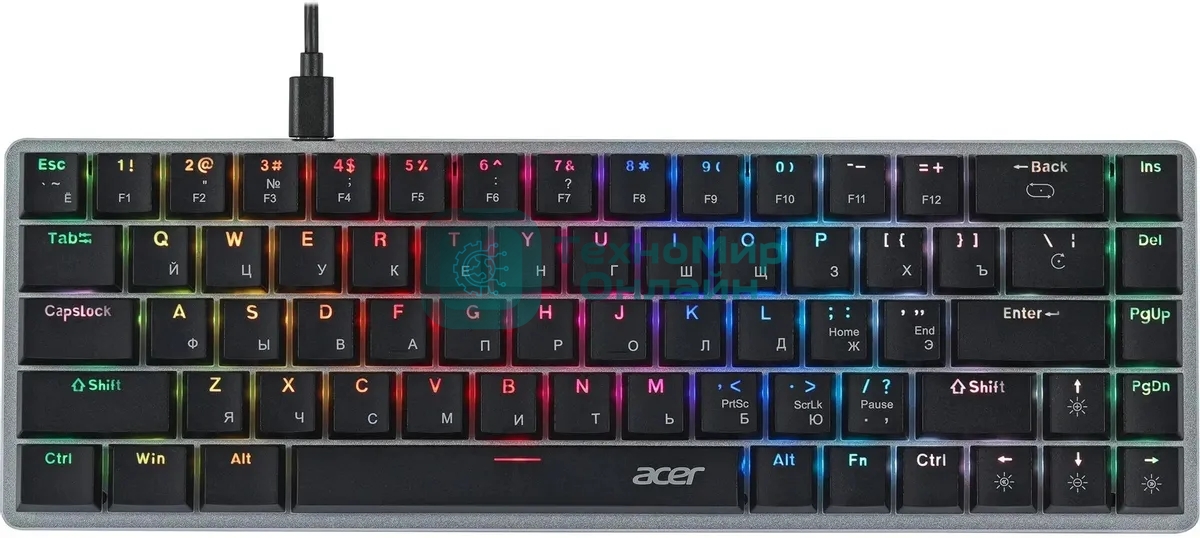 Клавиатура проводная Acer OKW302 (ZL.KBDCC.01C), USB, серебристый