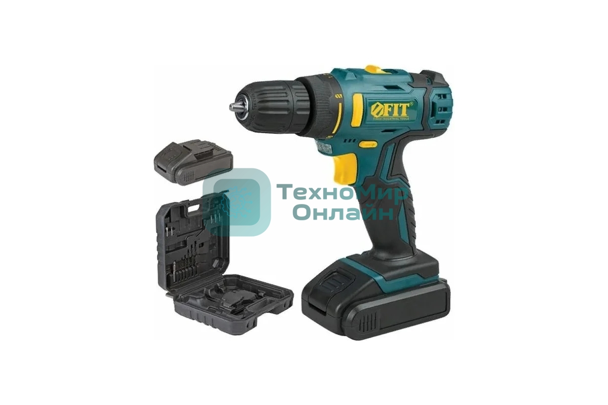 Дрель-шуруповерт аккумуляторная Fit 80189, Аккумуляторная, 18В, 2 АКБ, Кейс
