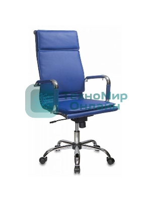 Кресло руководителя Бюрократ CH-993/blue синий, искусственная кожа, крестовина хромированная