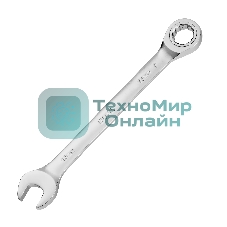 Ключ комбинированный трещоточный Denzel 17 мм, CrV, матовый хром