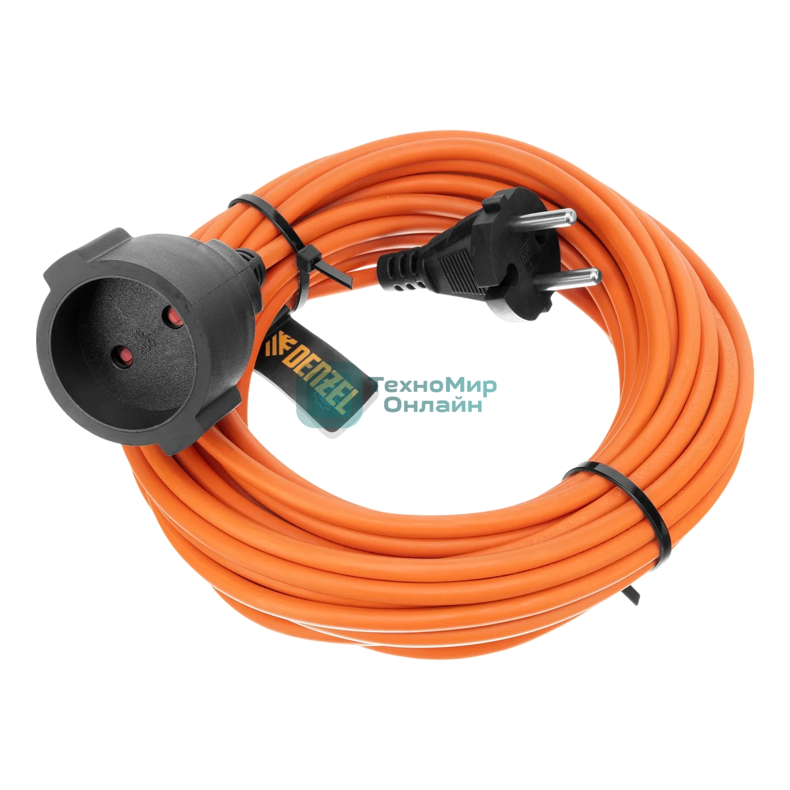 Удлинитель-шнур силовой Garden Series Denzel б/з, ПВС, 10 м, 1 розетка, 2*1 мм