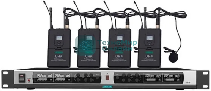 Микрофонная система DSPPA D5842 беспроводная True Diversity UHF (4 микрофона клипсового типа)