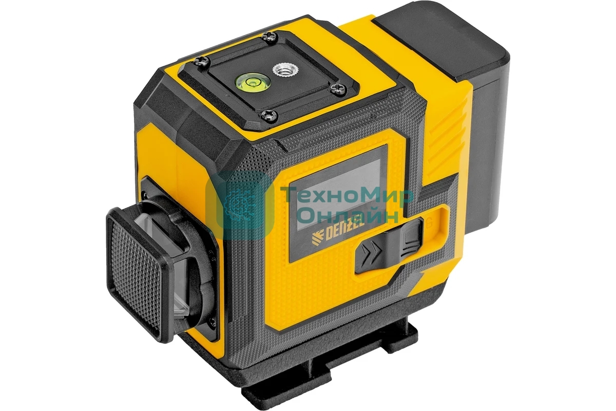 Лазерный уровень мультипризменный Denzel DLV-360-3T, 30 м, зеленый луч, Li-Ion 2,4 Aч, штатив