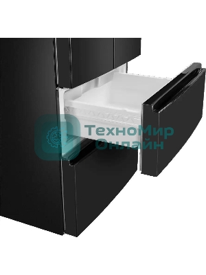 Холодильник Maunfeld MFF180NFBE01 черный трехкамерный 224/113л морозилка снизу, No Frost