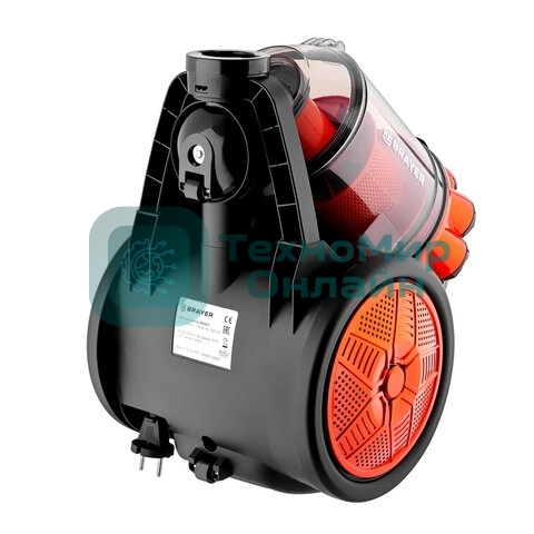 Пылесос BRAYER BR4201 черный/оранжевый, 400/2200 Вт, уборка сухая, пылесборник контейнер 3 л