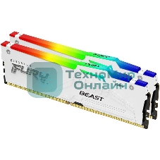 Оперативная память Kingston Fury Beast, DDR5, 32Gb (2x16Gb), 6000MHz, CL36, DIMM, с радиаторами, RGB, белый
