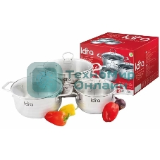 Набор посуды Lara LR02-81 Standart 6пр. LR02-81 Набор посуды Lara Standart (2.3 л + 4.5 л + 5.7 л) капсулированное индукционное дно, крышки