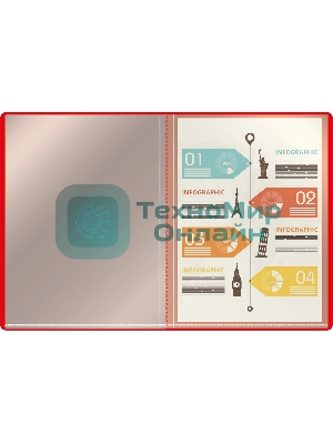 Папка с 30 прозрачными вкладками Silwerhof Eco A4, пластик, 0.5мм, красный