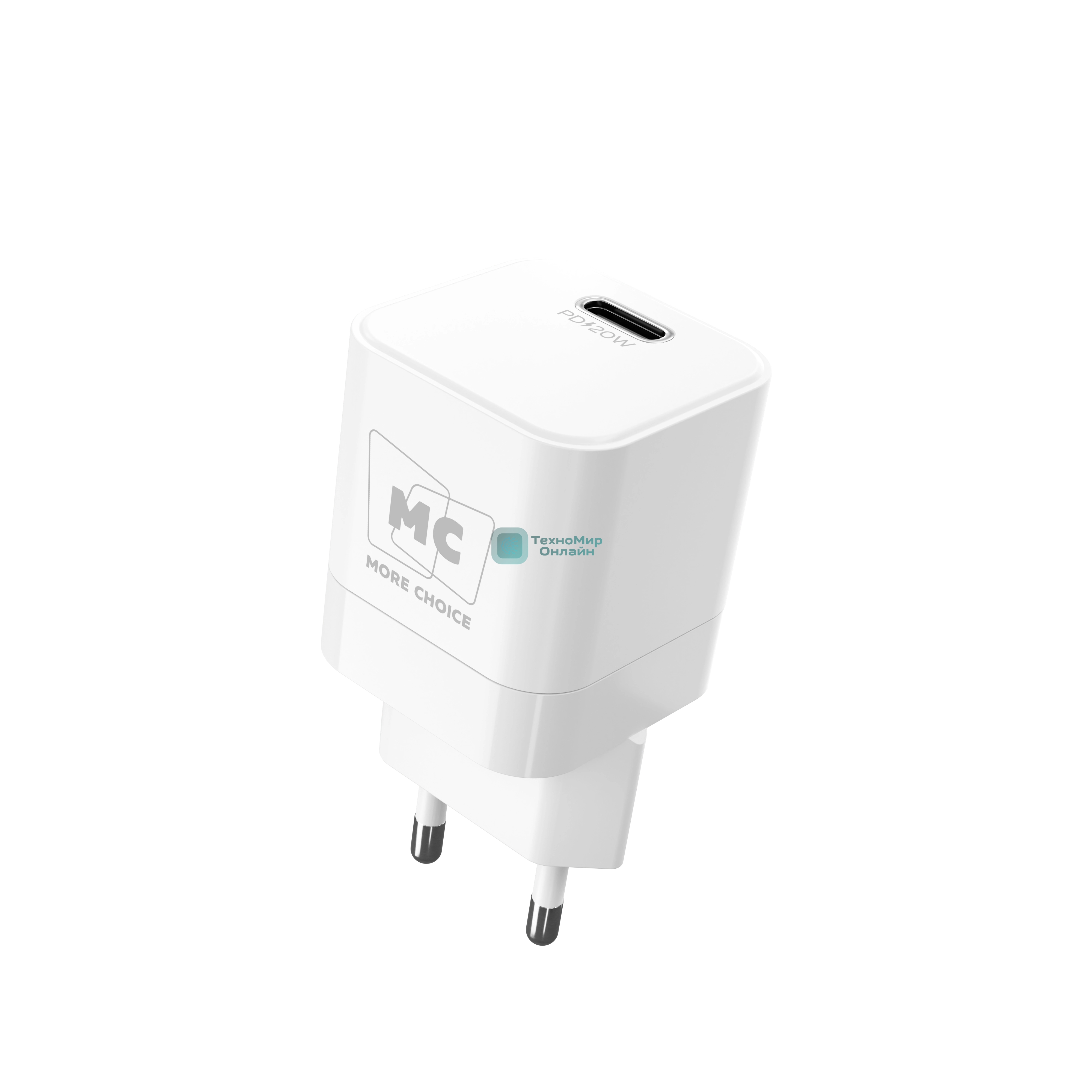 Сетевое зарядное устройство MORE CHOICE (4620202555830) NC86i 1Type-C 3.0A PD 20W для Lightning 8-pin Type-C, белый