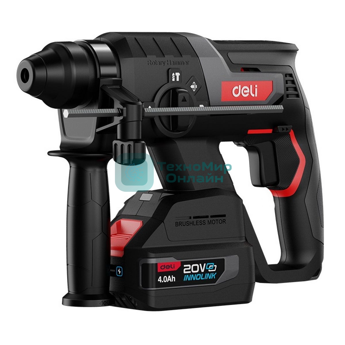 Перфоратор аккумуляторный Deli DE-DC20-2D4 (2 АКБ*4А·ч + ЗУ, 20V, SDS PLUS, 2Дж, 4750уд/мин, 1350об/мин, кейс)