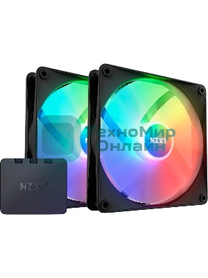 Вентилятор для корпуса Case Cooler NZXT F140 RGb Core Twin Pack (140x140x25мм, 4-pin PWM, RGb, 89.48CFM, 32.5dBA, 1800RPM, черный, 2pcs)